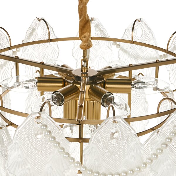 Luster mosadzný kov sklo ⌀ 46 cm závesná lampa sklenený glamour štýl obývačka spálňa