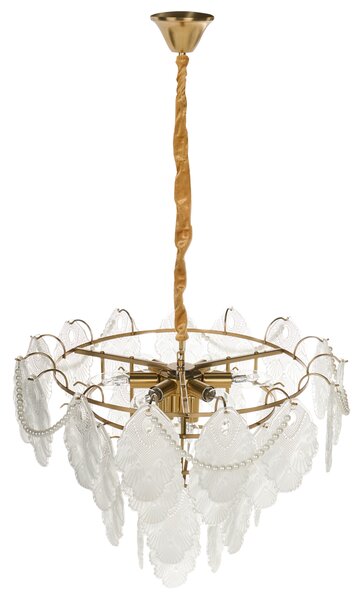 Luster mosadzný kov sklo ⌀ 46 cm závesná lampa sklenený glamour štýl obývačka spálňa