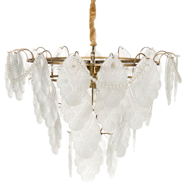 Luster mosadzný kov sklo ⌀ 46 cm závesná lampa sklenený glamour štýl obývačka spálňa