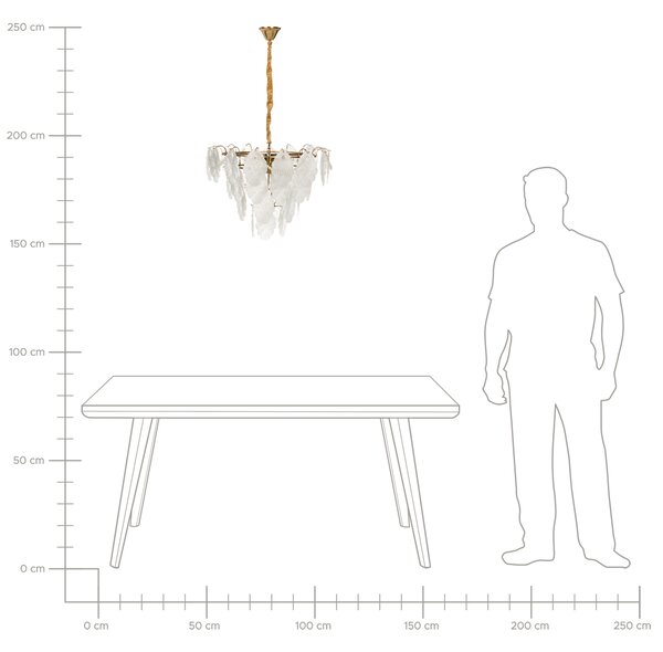 Luster mosadzný kov sklo ⌀ 46 cm závesná lampa sklenený glamour štýl obývačka spálňa