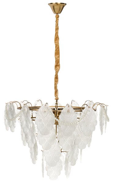 Luster mosadzný kov sklo ⌀ 46 cm závesná lampa sklenený glamour štýl obývačka spálňa