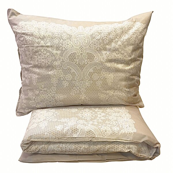 Obliečky bavlnené Ornament exclusive béžový TiaHome - 1x Vankúš 90x70cm, 1x Paplón 140x200cm