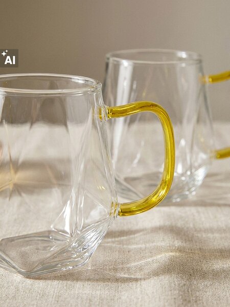 Sinsay - Sklenené hrnčeky s geometrickým dnom 2 pack - clear