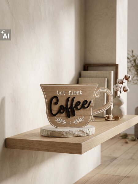 Sinsay - Stojaca dekorácia v tvare šálky s nápisom Coffee - béžová