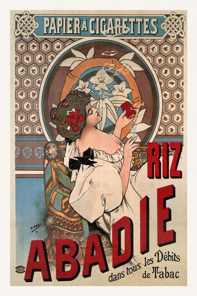 Umelecká tlač Riz Abadie (Vintage Art Nouveau Cigarette Advert) - Alfons / Alphonse Mucha, (26.7 x 40 cm)