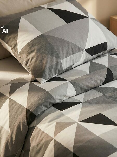 Sinsay - Bavlnená posteľná bielizeň s geometrickým vzorom - čierna