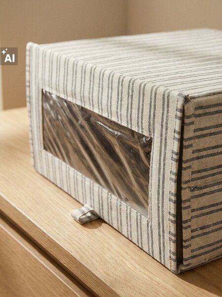 Sinsay - Skladací úložný box s pruhmi a okienkom - zelená