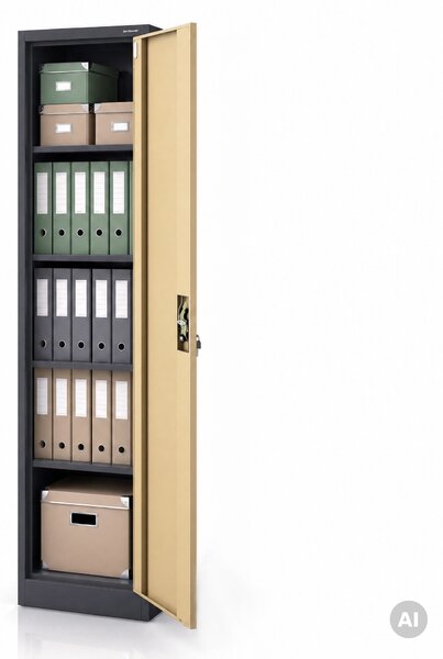 Kovová kancelárska skriňa na dokumenty, antracitová/orechová, 450x1850x400 mm: ALEX Eco Design