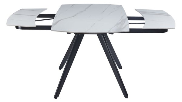 Dekorstudio Rozkladací jedálenský stôl s mramorovou doskou 120-180x80 cm - biely