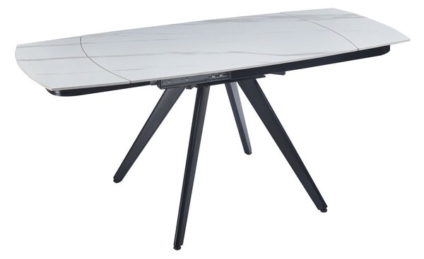 Dekorstudio Rozkladací jedálenský stôl s mramorovou doskou 120-180x80 cm - biely