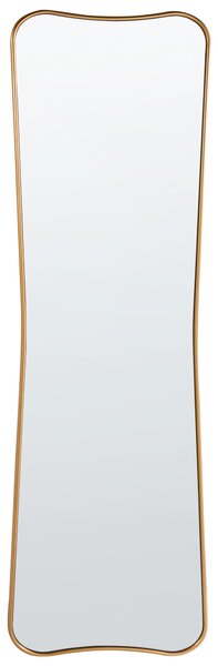 Závesné zrkadlo nástenné zlaté drevený rám 160 x 50 cm zvlnený nepravidelný tvar moderný štýl doplnky