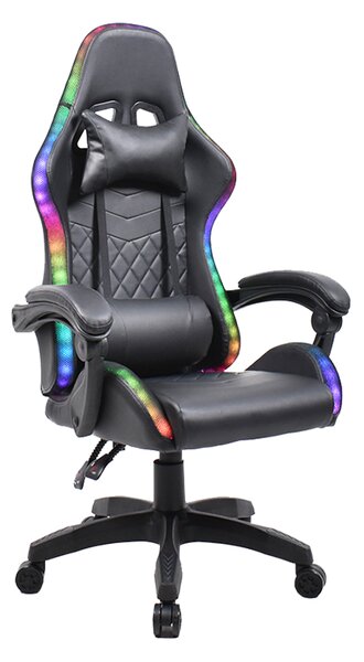 TEMPO Kancelárske / herné kreslo s RGB LED podsvietením, čierna, MAFIRO