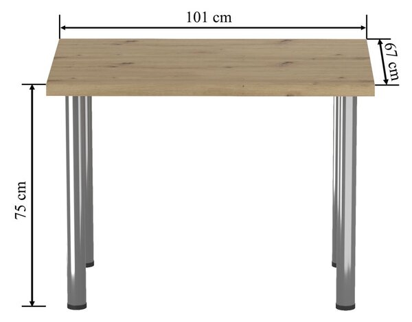 Dekorstudio Jedálenský stôl s chrómovými nohami 67x101 cm - dub artisan
