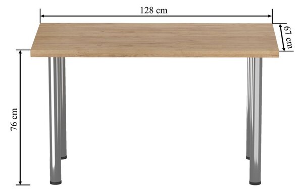 Dekorstudio Jedálenský stôl v dekore zlatého duba 128x67cm s chrómovými nohami