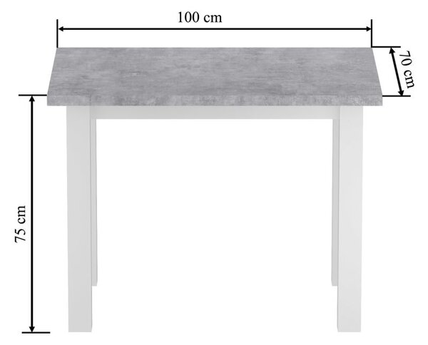 Dekorstudio Jedálenský stôl MONTE s doskou imitácie betónu a bielou konštrukciou 70x100 cm