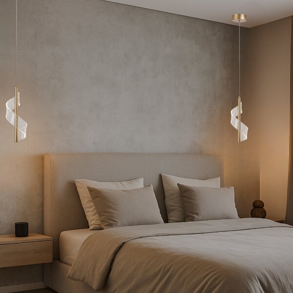 RABALUX 72414 Zofrael závesné svietidlo D130mm LED 6W/950/550lm 3000K zlatá, priehľadná