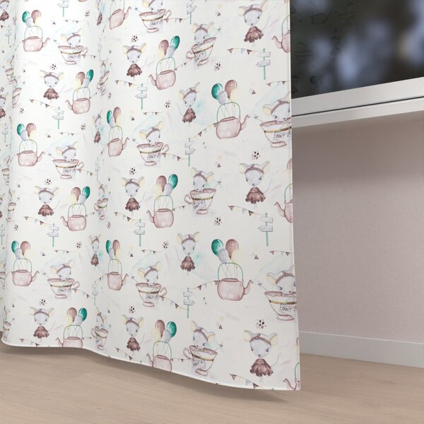 Biante Detský bavlnený záves Sandra SA-372 Myšky a konvičky na bielom 150x140 cm