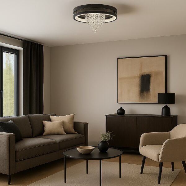 RABALUX 71353 Maribell stropné svietidlo D400mm LED 30W/3800/1450lm 3000-4000K čierna, DIP switch