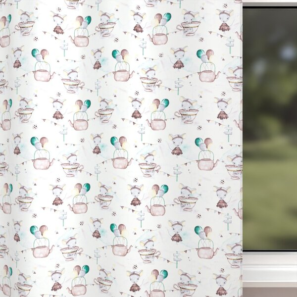 Biante Detský bavlnený záves Sandra SA-372 Myšky a konvičky na bielom 150x140 cm