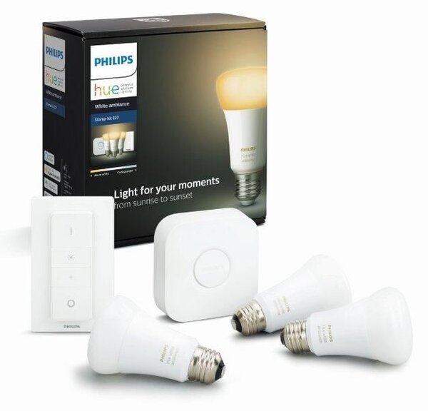Philips Hue White Ambience Starter Kit E27 8.5W A60 3set + switch + HUE Bridge BlueTooth