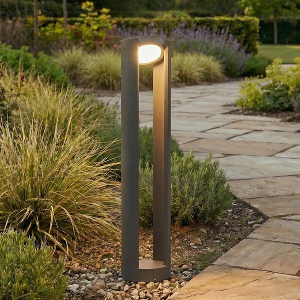 Lucande LED svietidlo Dylen, sivé, kovové, 80 cm, IP65, Čierna, Hliník, Moderný, Vonkajčie stĺpové osvetlenie