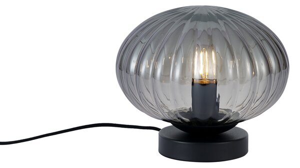 Dizajnová stolná lampa čierna s dymovým sklom - Mochi
