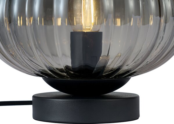 Dizajnová stolná lampa čierna s dymovým sklom - Mochi