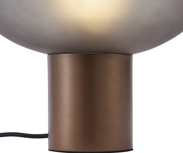 Dizajnová stolná lampa bronzová s matným sivým sklom - Umbrella