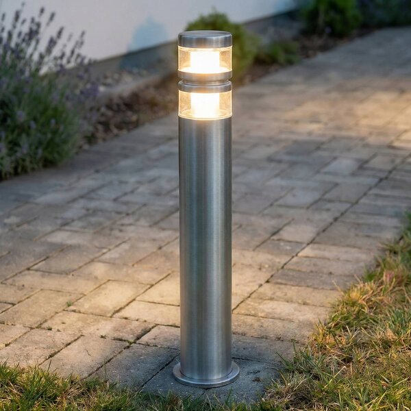 Lindby Chodníkové LED svetlo Lanea, 60 cm, sivá, nerezová oceľ, IP44, Hliník / sivá / zinok, Nehrdzavejúca oceľ, Moderný, Osvetlenie príjazdovej cesty