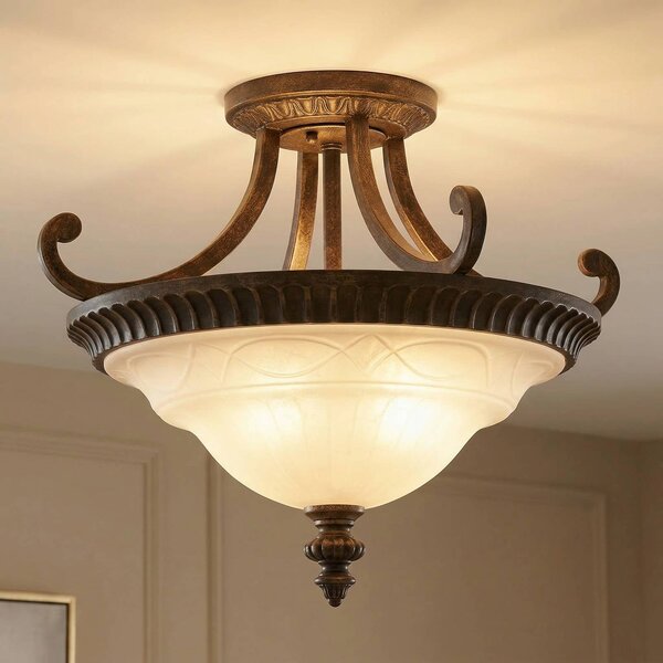 Stropné odsadené svietidlo Drawing Room 43,8 cm, Hnedá / hrdzavá, Obývacia izba / jedáleň, kov, Starožitný, Stropné svetlo polkruhové s priestorom