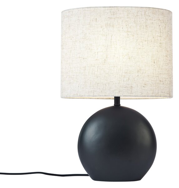 Japandi stolná lampa čierna s ľanovým tienidlom - Timo