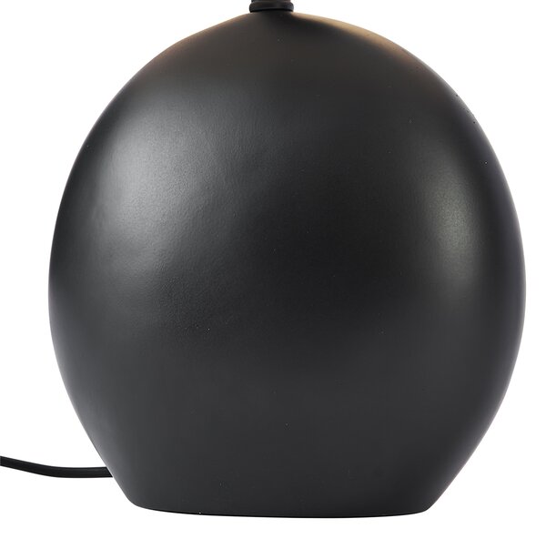 Japandi stolná lampa čierna s ľanovým tienidlom - Timo
