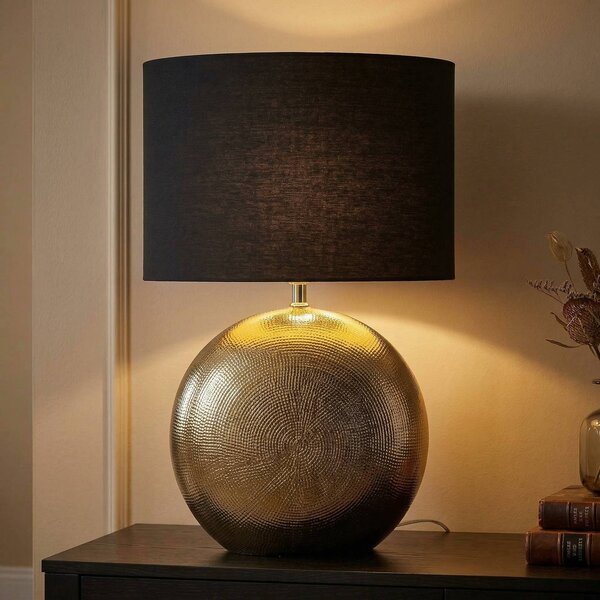 Stolová lampa Foro, bronzová/čierna, výška 53 cm, Hnedá / staromosadz, Obývacia izba / jedáleň, Keramický, Moderný, Stojacie svietidlo