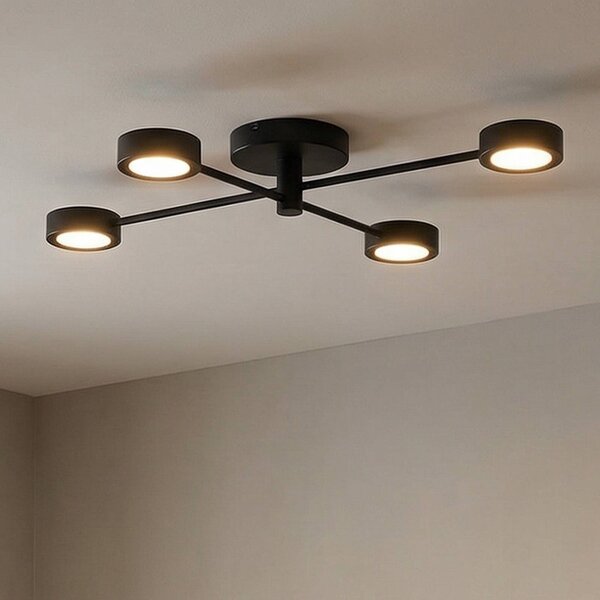 Nordlux Stropné svietidlo LED Clyde Flex, 4 svetlá, 2 vzpery, čierne, Čierna, Obývacia izba / jedáleň, kov, Stropné svetlo