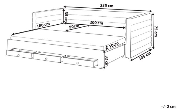 Rozkladacia posteľ sivá zamatová čalúnený rám postele so zásuvkami 90 x 200 cm glamour štýl