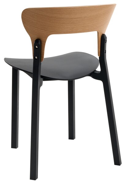 Sada 2 jedálenských stoličiek čierna rám z drevotriesky jedáleň kuchyňa retro štýl