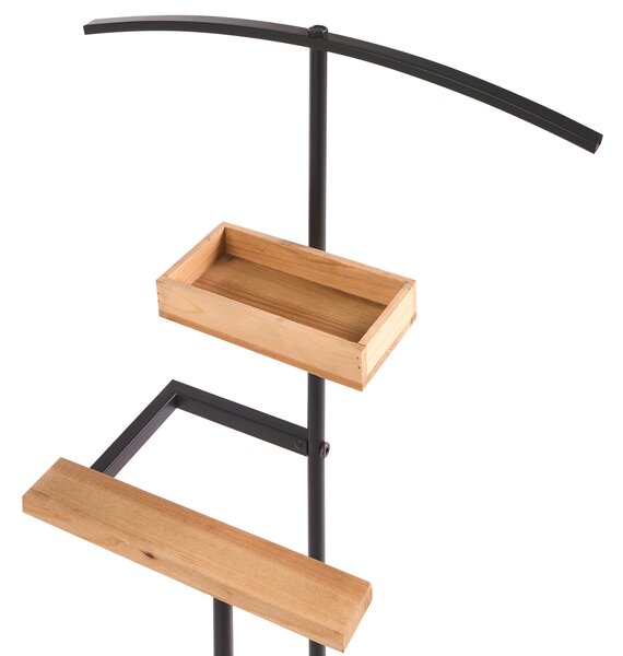 Vešiak na oblečenie čierny oceľový stojan na kabáty s policami 118 cm industriálny dizajn