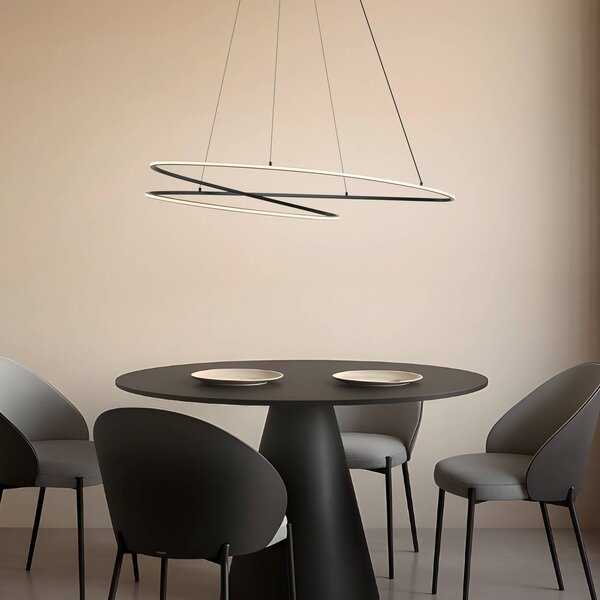 Lucande LED závesné svietidlo Gavril, 100 cm, čierne, stmievateľné, Čierna, Obývacia izba / jedáleň, kov, Moderný, Závesné svietidlo