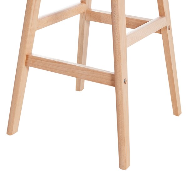 Sada 2 barových stoličiek svetlé drevo a sivobéžová 85 cm plastové sedadlo k pultu kuchyňa jedáleň