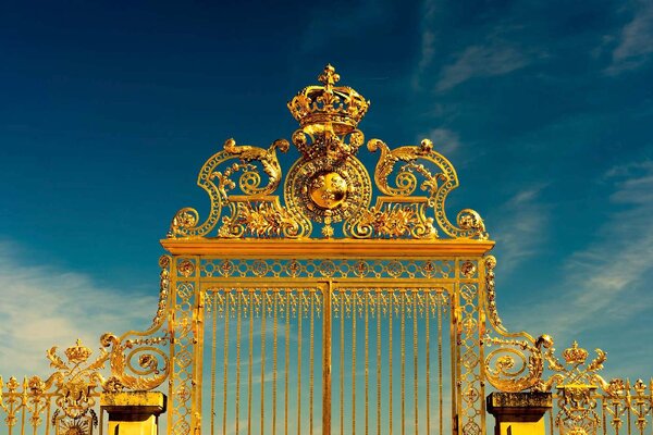 DIMEX | Vliesové fototapety na stenu Brány Versailles MS-5-0794 | 375 x 250 cm | modrá, biela, žltá