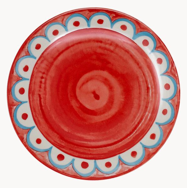 Porcelánové plytké taniere Tangeri Red, 6 ks