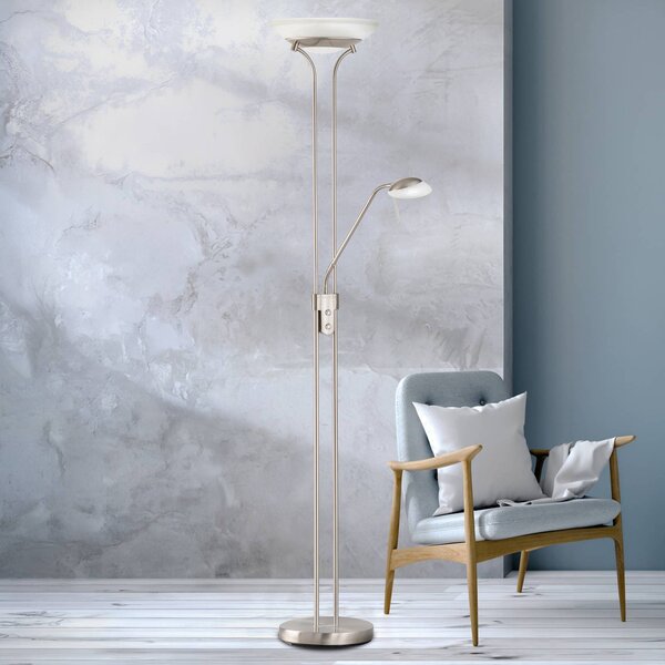 FISCHER & HONSEL Bazénová stojacia lampa LED s ramenom na čítanie, funkcia, Hliník / sivá / zinok, Obývacia izba / jedáleň, kov, Moderný, Zemné bodové svetlo