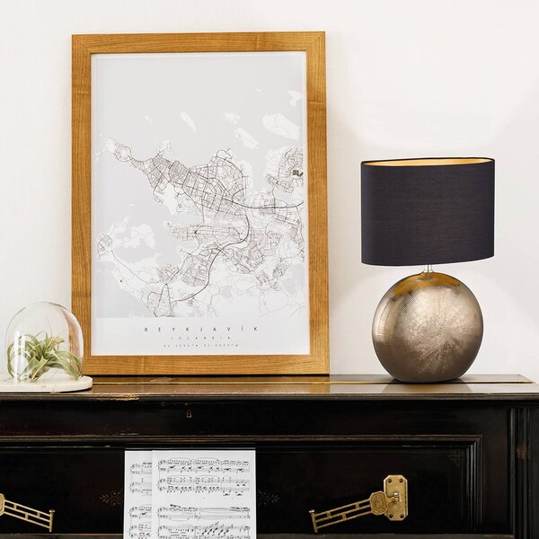 FISCHER & HONSEL Stolová lampa Foro, bronzová/čierna, výška 53 cm, Hnedá / staromosadz, Obývacia izba / jedáleň, Keramický, Moderný, Stojacie svietidlo