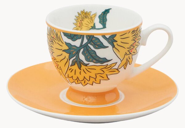 Porcelánové šálky na kávu's podšálkami Alice Yellow, 6 ks