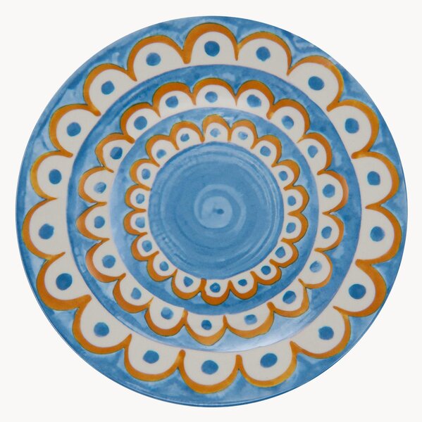 Porcelánové plytké taniere Tangeri Blue, 6 ks