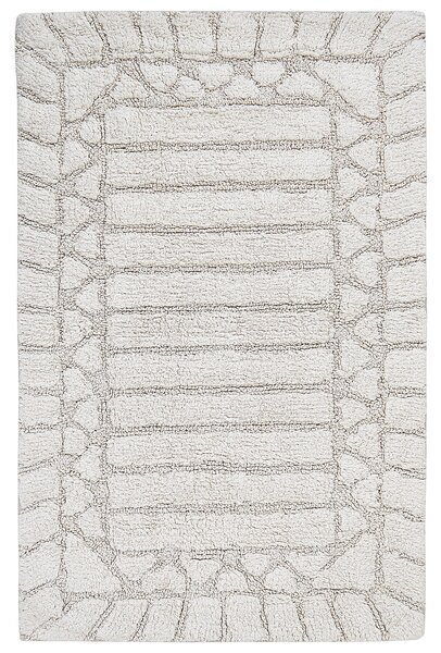 Kúpeľňová predložka béžová bavlna obdĺžnikový tvar 60 x 90 cm dekoratívny vzor moderný dizajn
