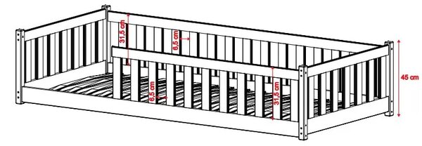 MAXMAX Detská Montessori posteľ z masívu borovice BETTY - 200x120 cm - BIELA