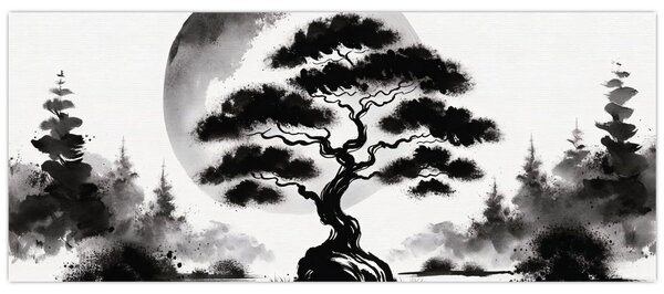Obraz – Čiernobiela bonsai (120x50 cm)