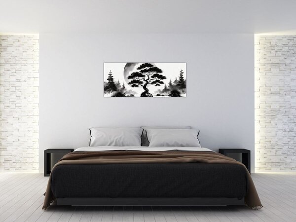 Obraz – Čiernobiela bonsai (120x50 cm)