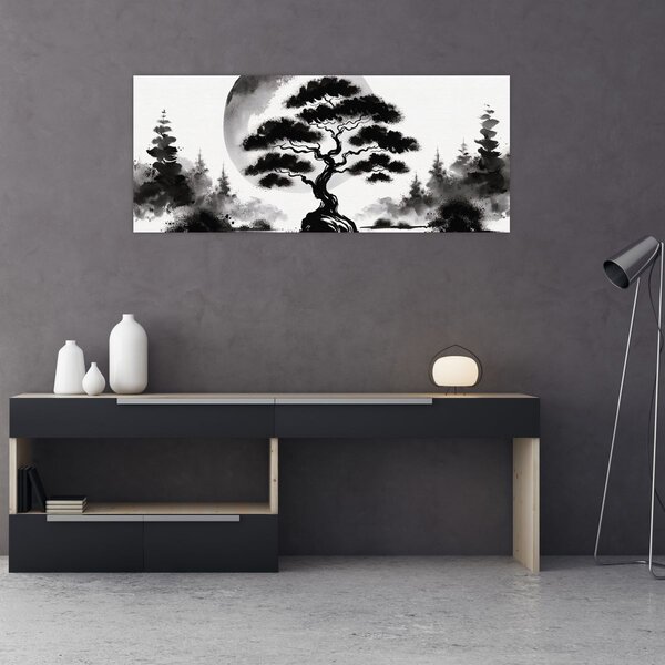 Obraz – Čiernobiela bonsai (120x50 cm)
